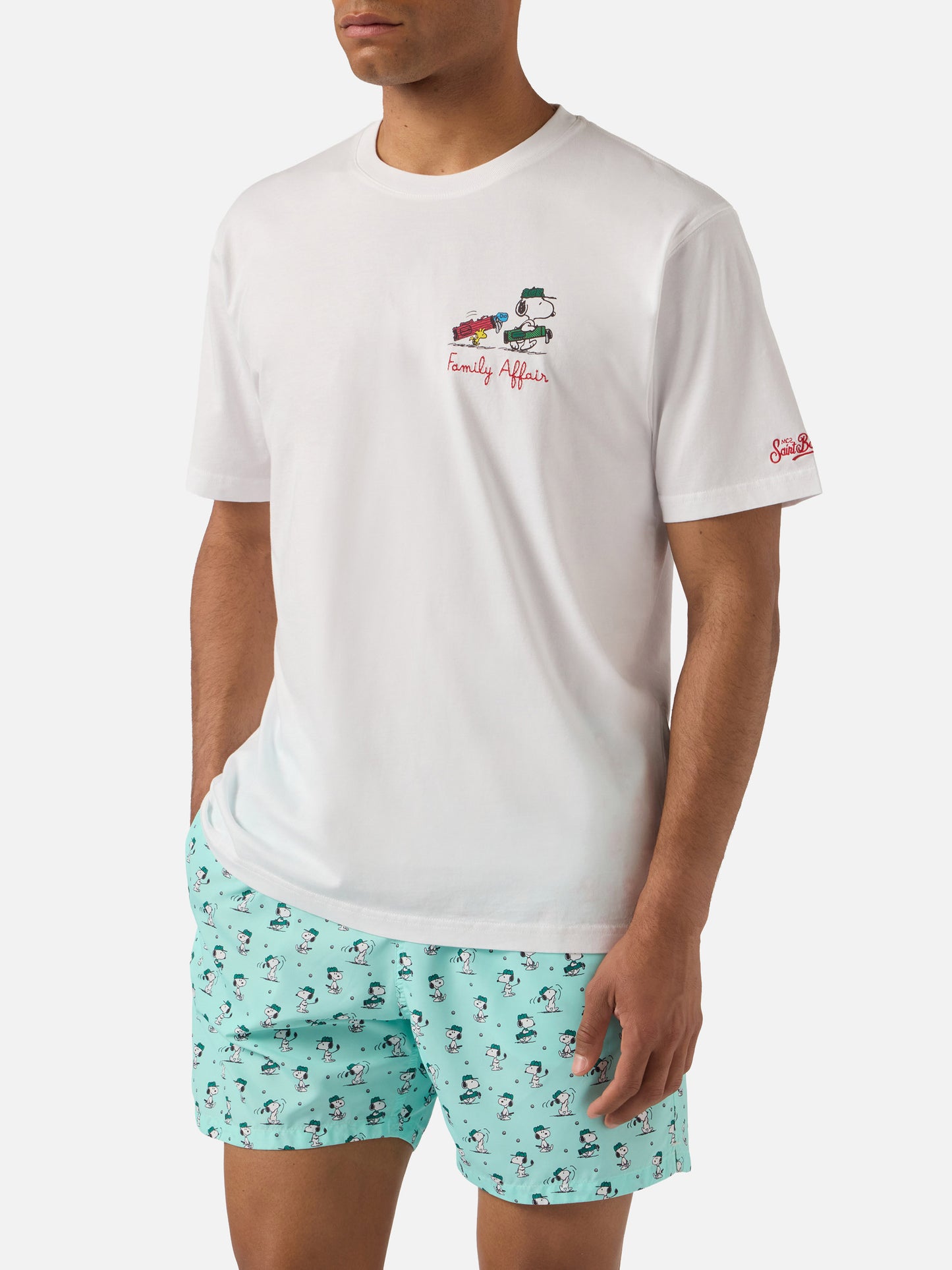 T-shirt Portofino bianca con ricamo Snoopy Family Affair | Special Edition