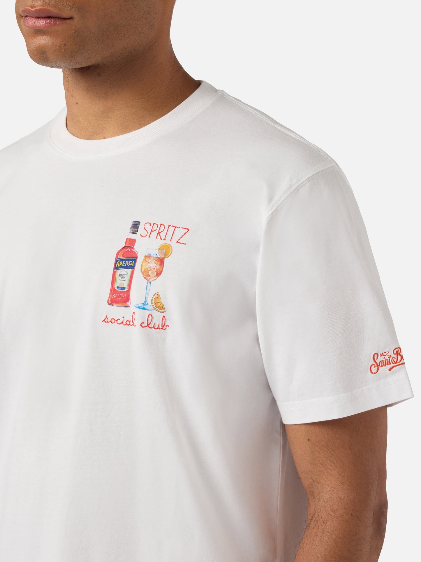 White Portofino T-shirt with Spritz Social Club embroidery | Special Edition