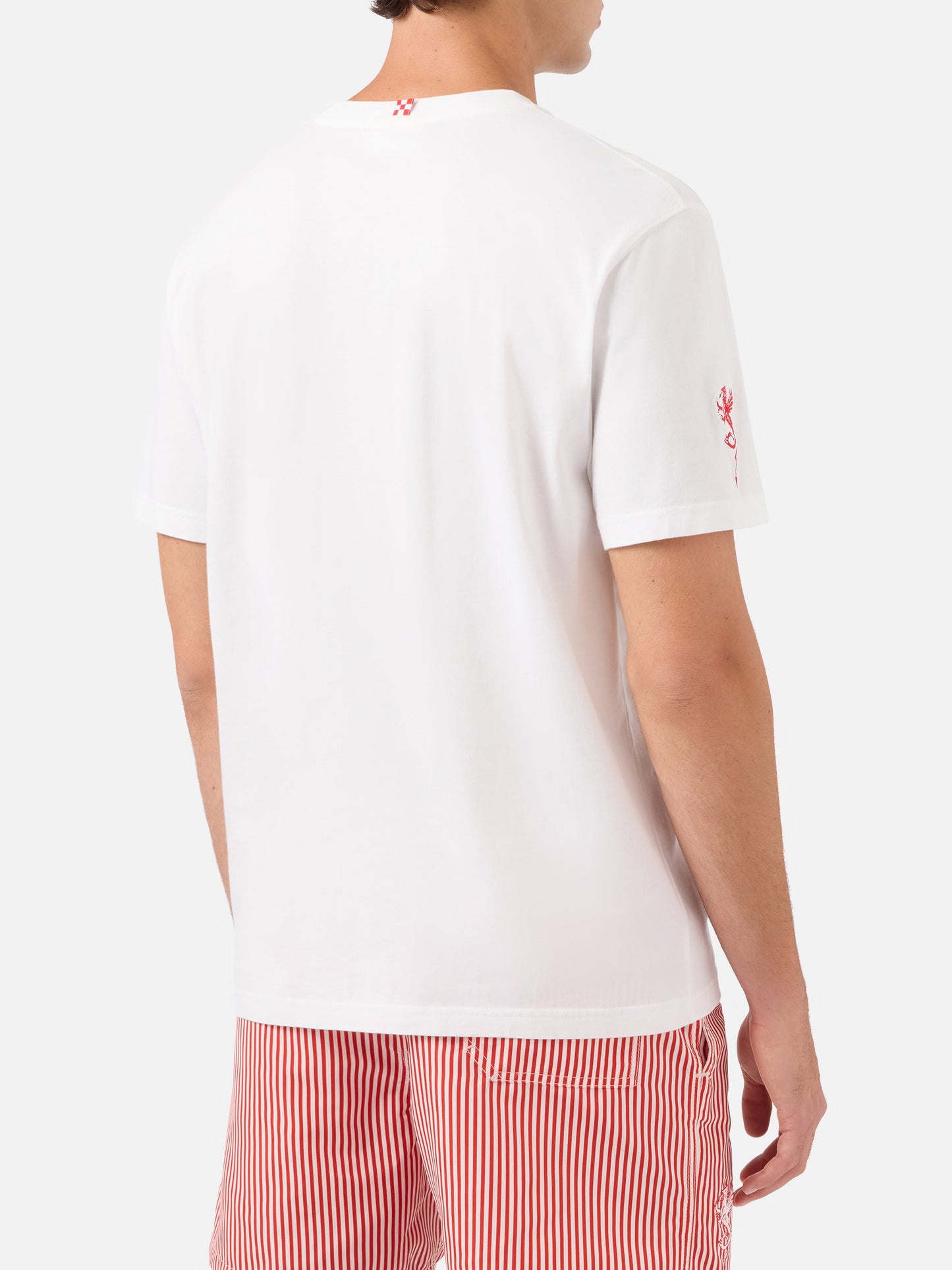 T-shirt Portofino bianca con ricamo AS Cannes Rouge et Blanc sur la Croisette | AS CANNES SPECIAL EDITION