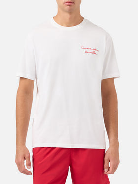 Camiseta Portofino blanca con bordado AS Cannes Cannes scène éternelle | AS CANNES SPECIAL EDITION 