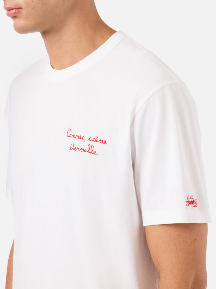 White Portofino T-shirt with AS Cannes Cannes scène éternelle embroidery | AS CANNES SPECIAL EDITION