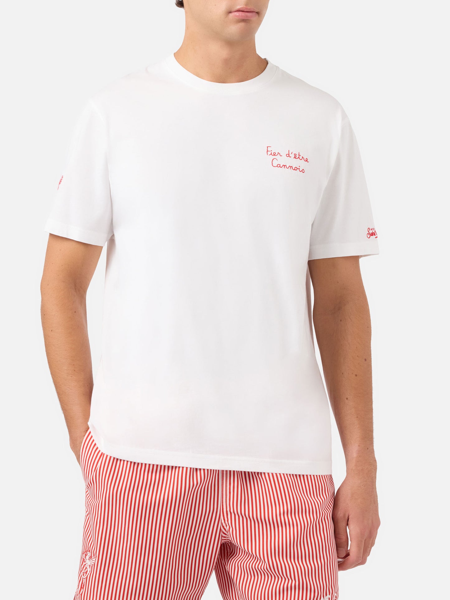 T-shirt Portofino bianca con ricamo AS Cannes Fier d'être Cannois | Special Edition