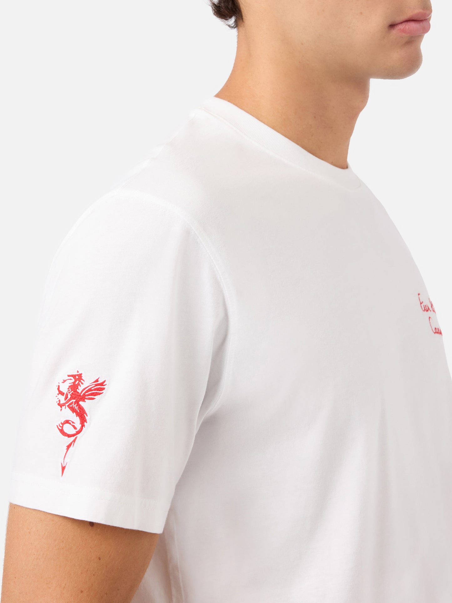 T-shirt Portofino bianca con ricamo AS Cannes Fier d'être Cannois | Special Edition