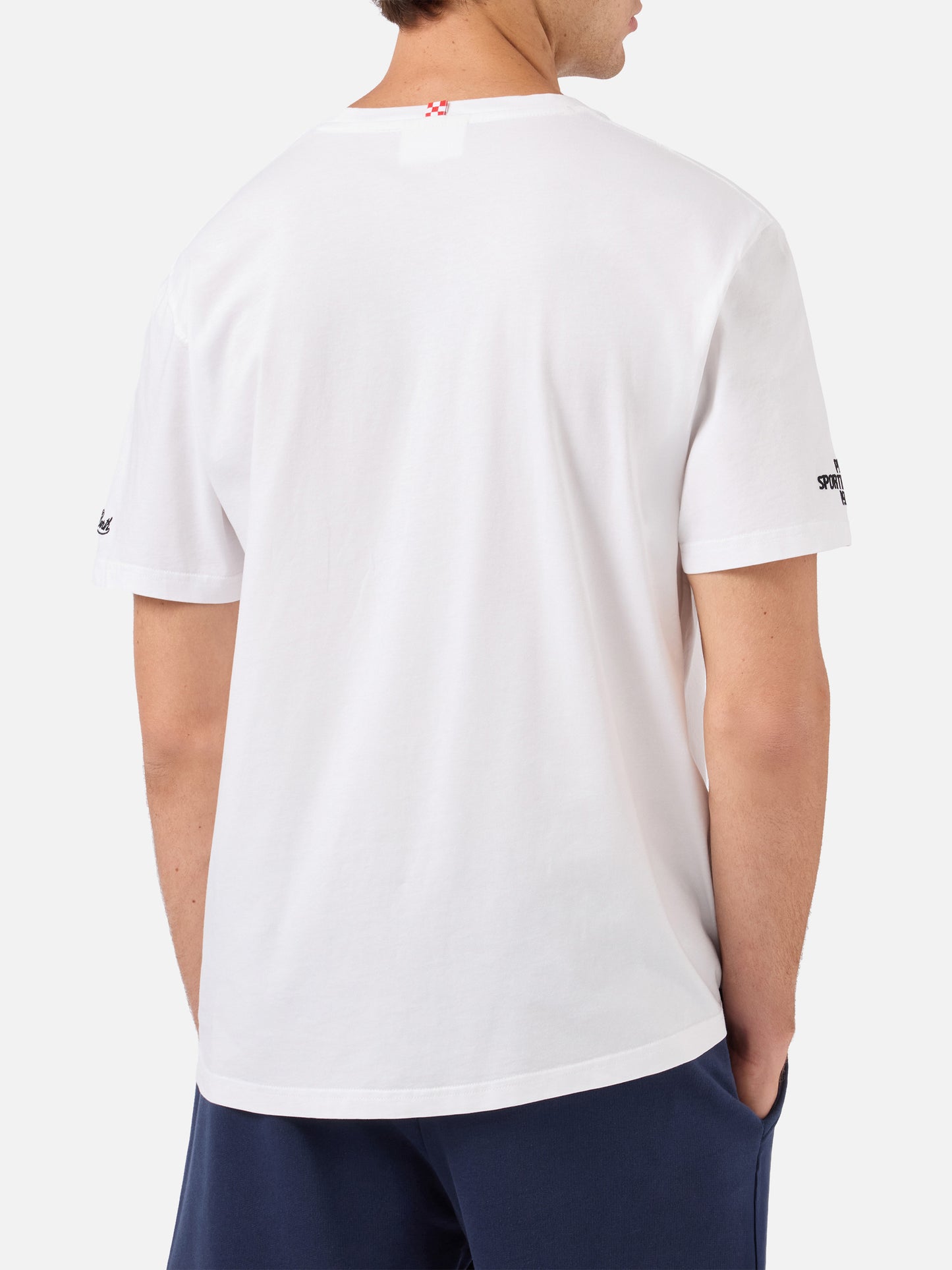 White Portofino T-shirt with Pisa SC Dalla Cittadella fino al mar embroidery | PISA SC SPECIAL EDITION