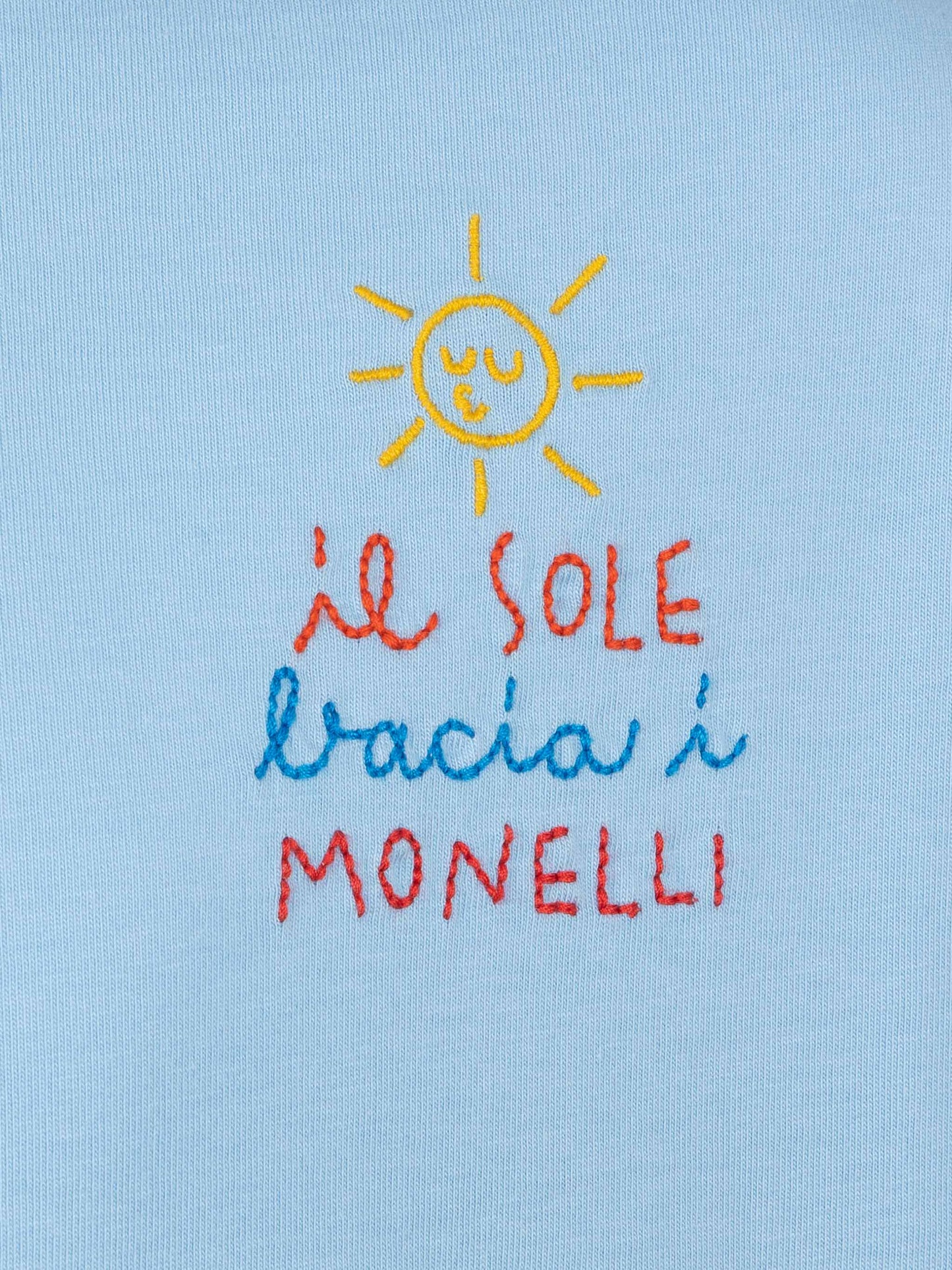 Portofino Jr cotton jersey t-shirt with Il Sole bacia i Monelli embroidery | INSULTI LUMINOSI SPECIAL EDITION