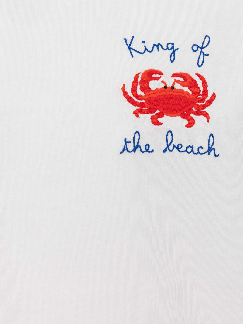 T-shirt Portofino Jr in jersey di cotone con ricamo King of the Beach