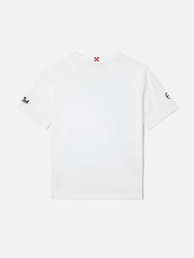 Portofino Jr white t-shirt with AS Roma Roma ti amo embroidery | AS ROMA SPECIAL EDITION