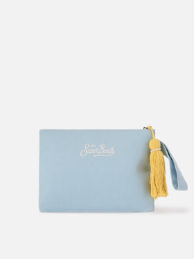Light blue Pouch Pearl with beaded lemons