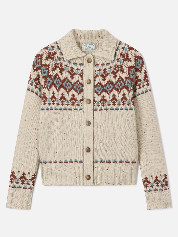 Cardigan Patty en mélange de laine Donegal avec motif Fair Isle 