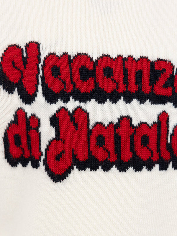 Girl white crewneck sweater Princess with Vacanze di Natale film logo print | VACANZE DI NATALE SPECIAL EDITION