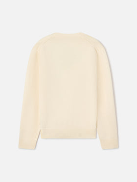 Cream Princess crewneck knit with Diva sequins