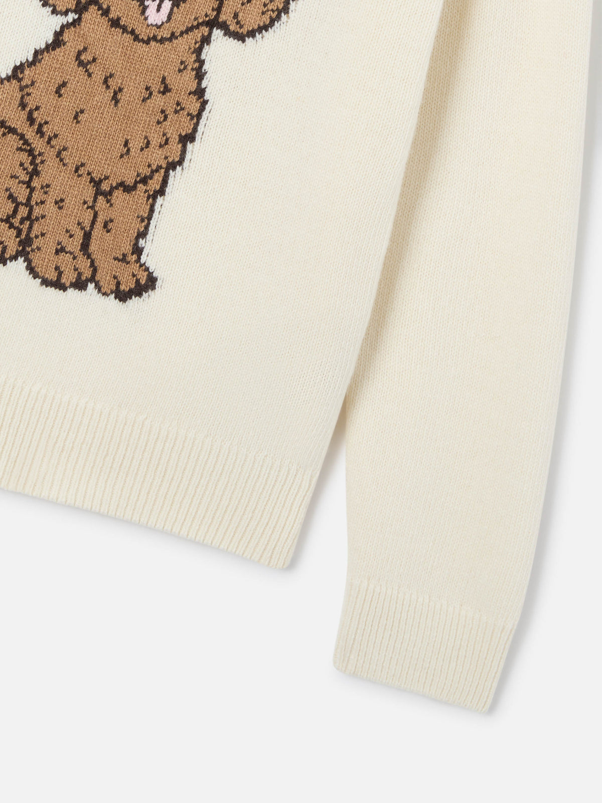 Cream Princess crewneck knit with poodle intarsia