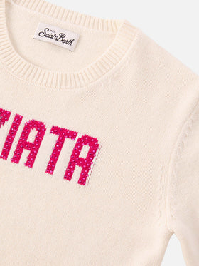 Princess cashmere-blend sweater with Viziata rhinestone appliqué