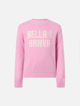 Princess crewneck in cashmere blend with Bella e Brava jacquard
