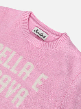 Princess crewneck in cashmere blend with Bella e Brava jacquard