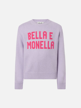 Crewnecl Princess in cashmere blend with Bella e Monella jacquard