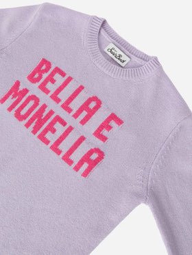 Maglione Princess in misto cashmere con jacquard Bella e Monella