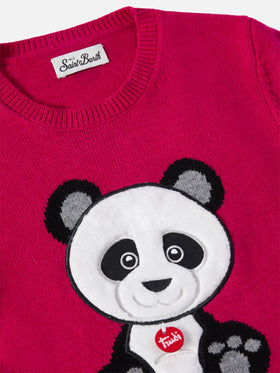 Princess cashmere-blend crewneck with Trudi panda patch | TRUDI SPECIAL EDITION
