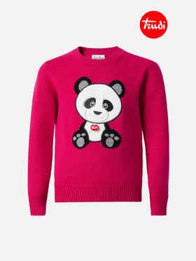 Princess cashmere-blend crewneck with Trudi panda patch | TRUDI SPECIAL EDITION