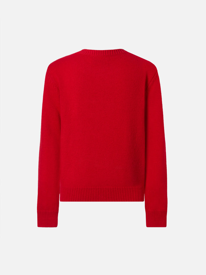 Princess cashmere-blend sweater with Snoopy jacquard and velvet bow appliqué | PEANUTS SPECIAL EDITION