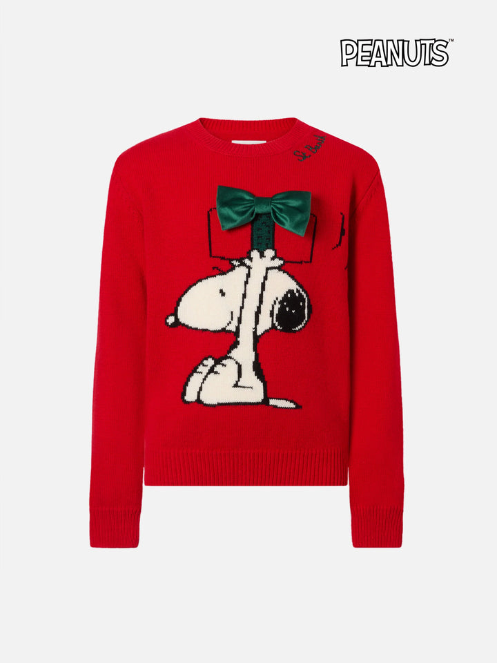 Princess cashmere-blend sweater with Snoopy jacquard and velvet bow appliqué | PEANUTS SPECIAL EDITION