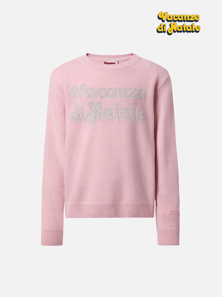 Princess cashmere-blend sweater with Vacanze di Natale lurex jacquard | VACANZE DI NATALE