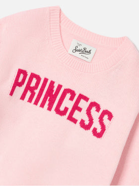 Pull col rond en maille Pink Princess avec intarsia Princess 