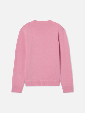 Jersey de punto con cuello redondo Princess en rosa con bordado Bella Impossibile 