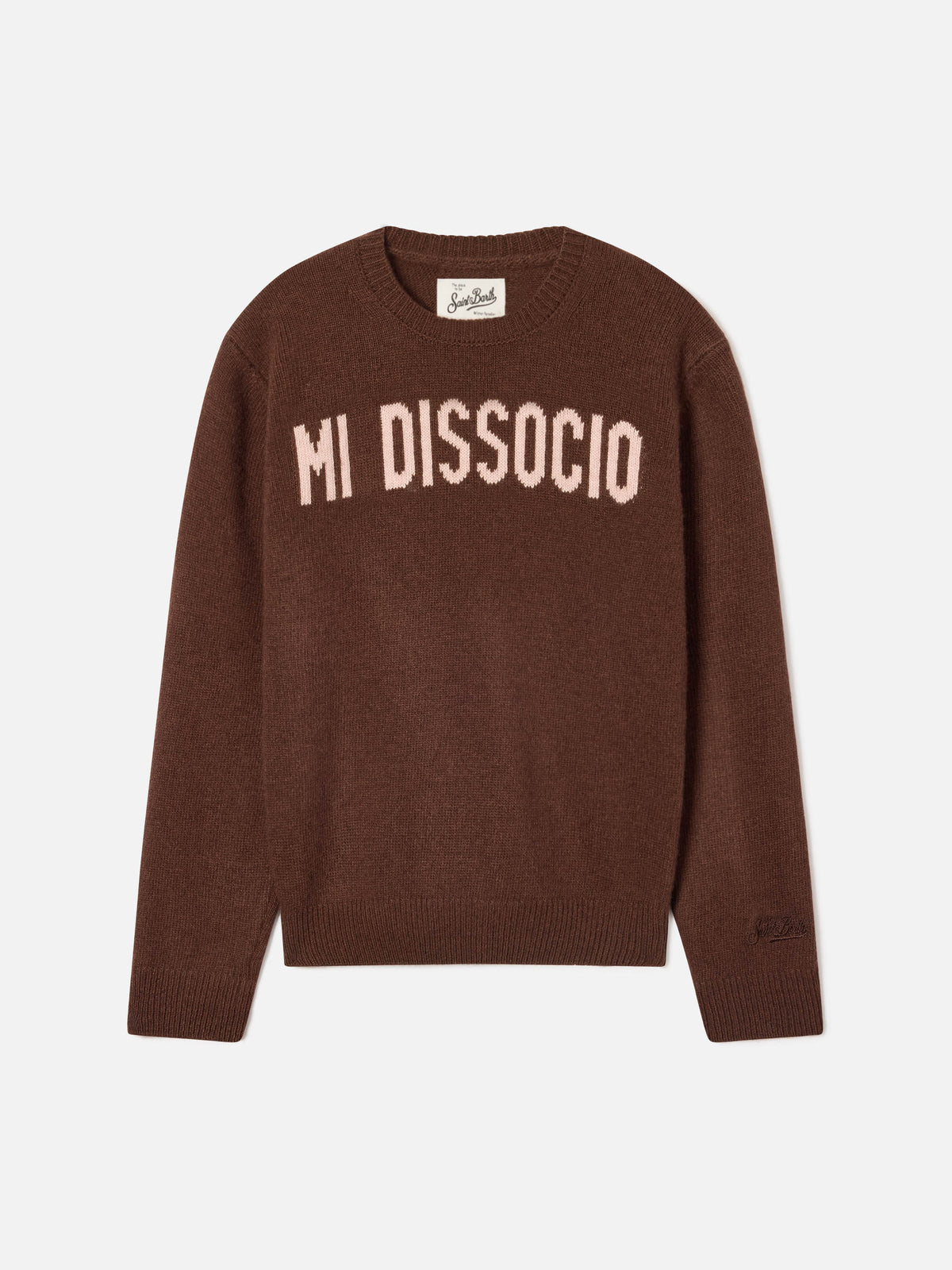 Jersey de punto con cuello redondo Brown Princess con intarsia Mi Dissocio 