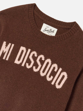 Jersey de punto con cuello redondo Brown Princess con intarsia Mi Dissocio 