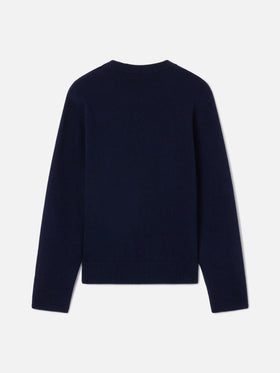 Maglione Princess girocollo blu navy con ricamo Zero Sbatti