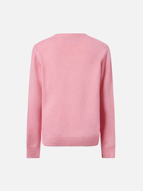 Prinzessinnenpullover aus Kaschmirmischung mit Jacquardmuster „Santas kleiner Helfer“