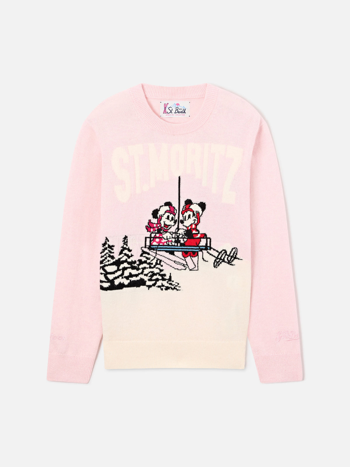 Pull col rond en maille Pink Princess avec intarsia Minnie et Mickey Mouse St. Moritz | Special edition 