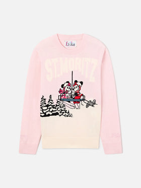 Pull col rond en maille Pink Princess avec intarsia Minnie et Mickey Mouse St. Moritz | Special edition 