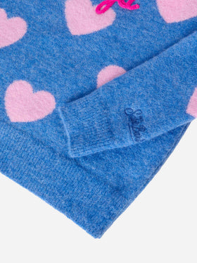 Maglione Princess in alpaca stretch con jacquard cuori e ricamo Kissene frega