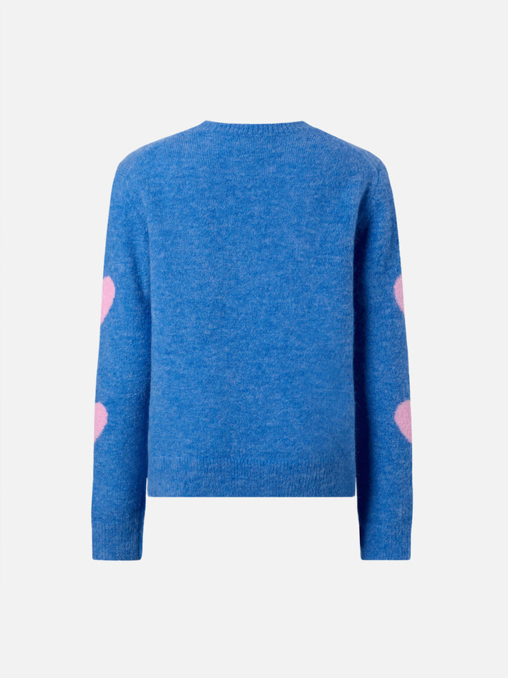 Maglione Princess in alpaca stretch con jacquard cuori e ricamo Kissene frega