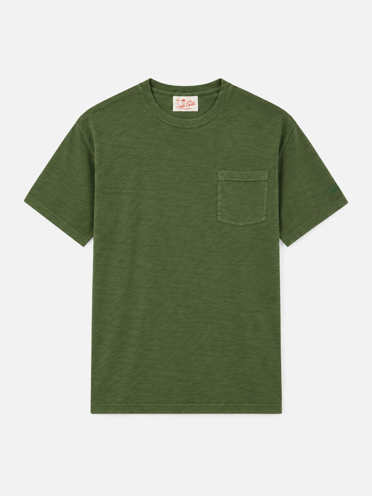 Military green President slub cotton T-shirt