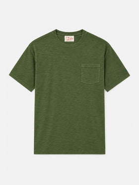 Military green President slub cotton T-shirt