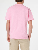 Man pink flamed cotton t-shirt President with embroidery