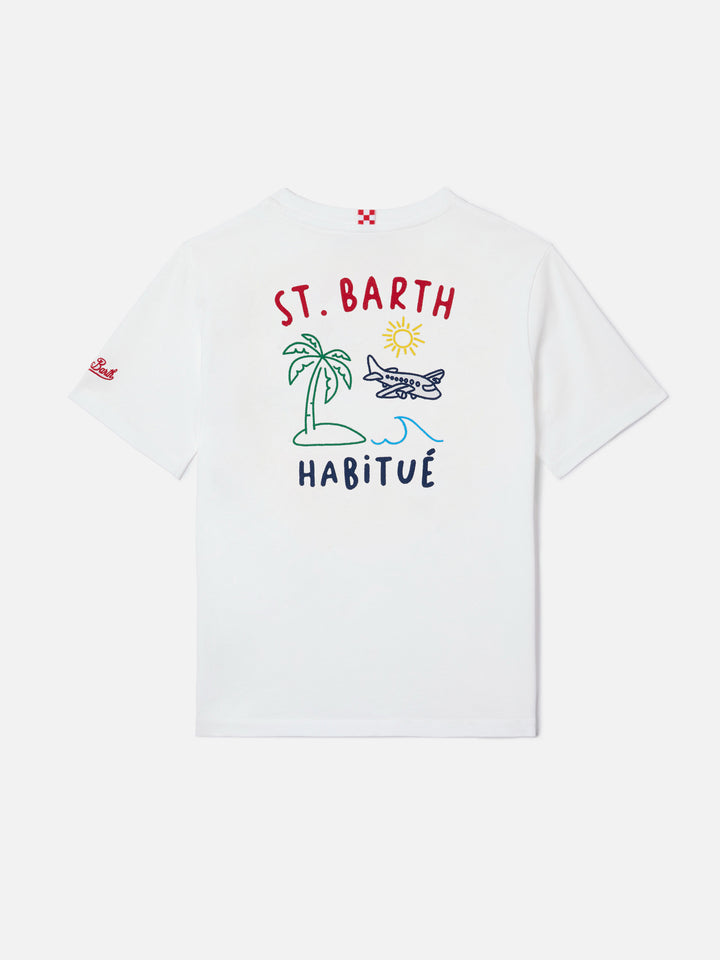 Portland Jr t-shirt with Habitué embroidery on front and back