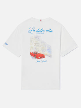 White Portland t-shirt with La dolce vita illustration