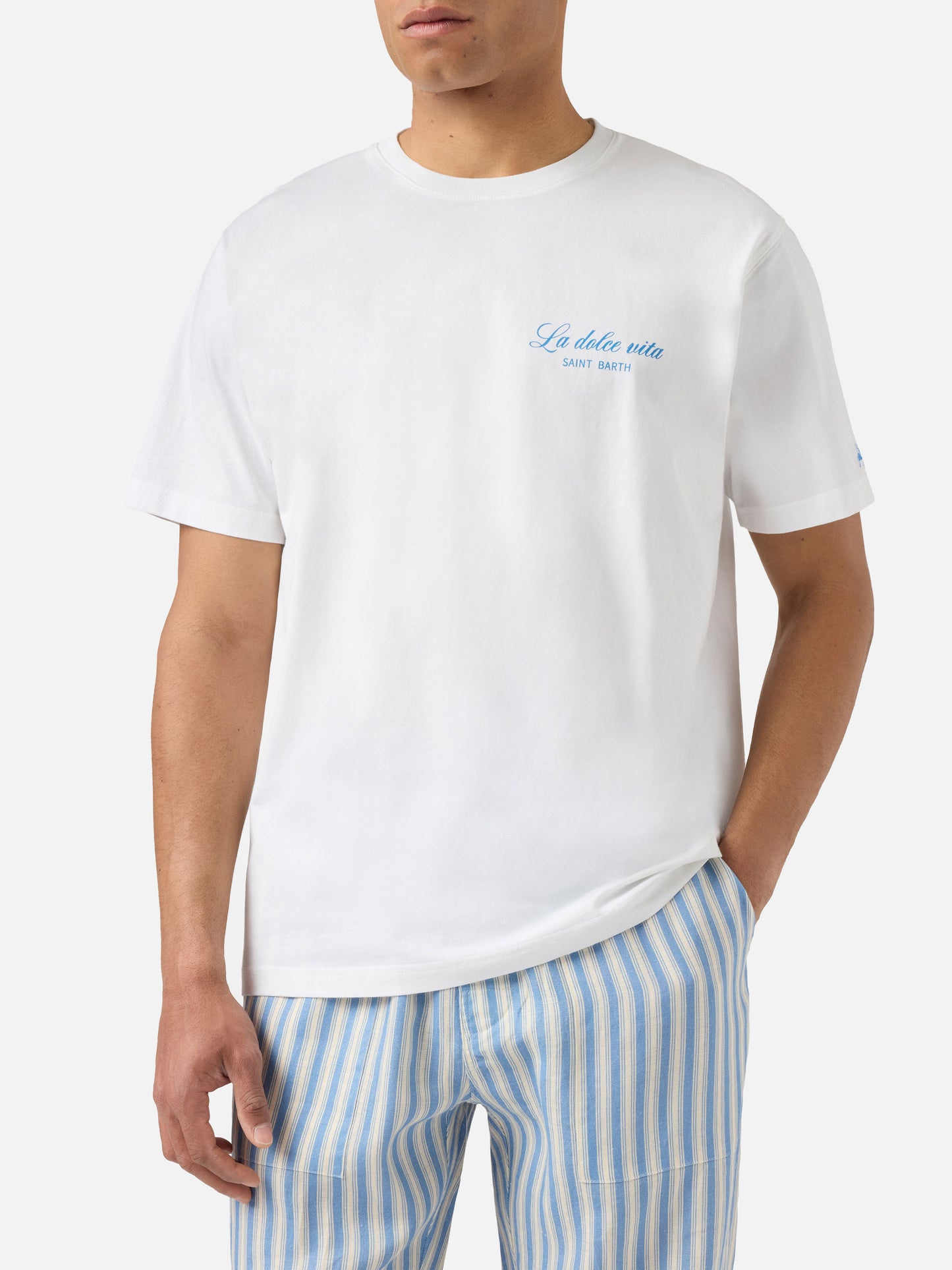 White Portland t-shirt with La dolce vita illustration