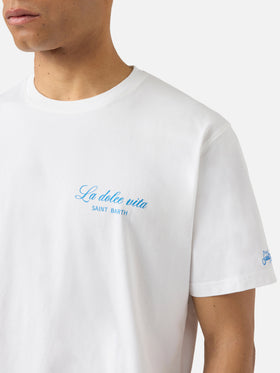 White Portland t-shirt with La dolce vita illustration