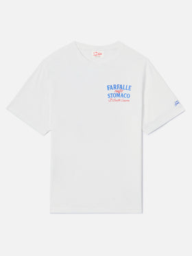 White Portland t-shirt with Farfalle Nello Stomaco print