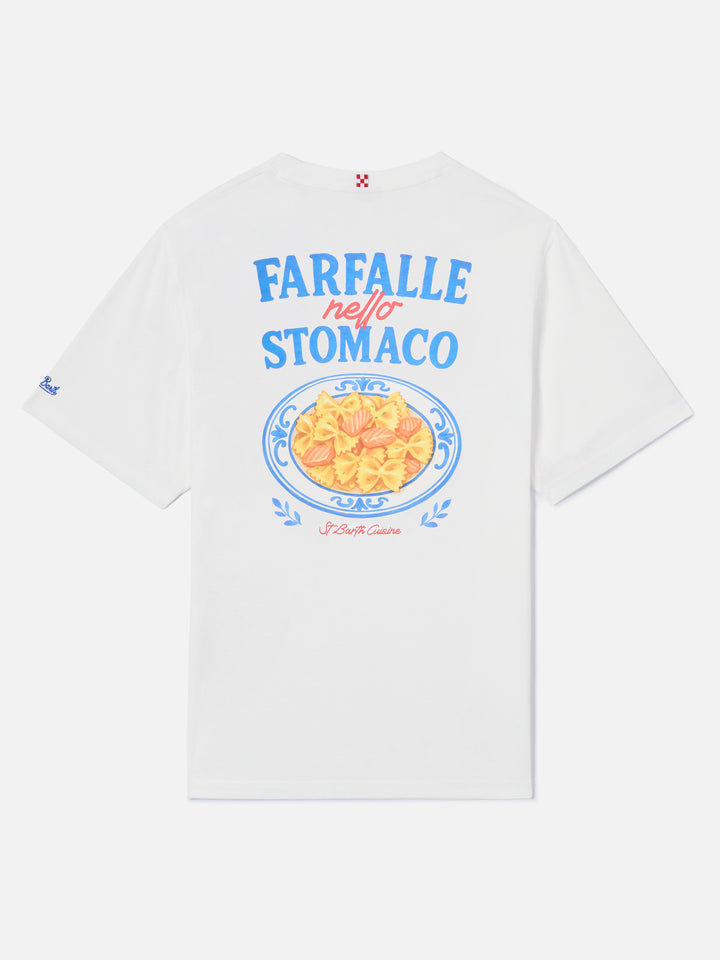 White Portland t-shirt with Farfalle Nello Stomaco print