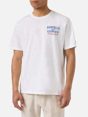 White Portland t-shirt with Farfalle Nello Stomaco print