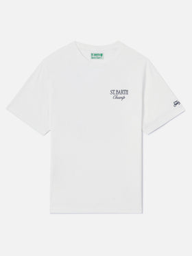 White Portland t-shirt with Après Tennis Champion illustration