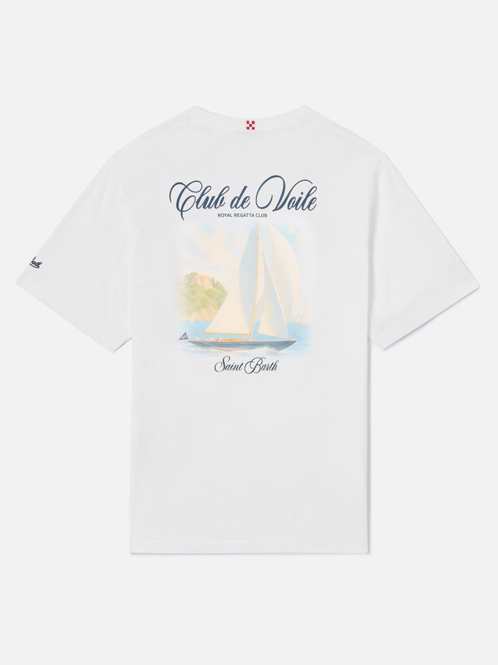 White Portland t-shirt with Club de Voile print