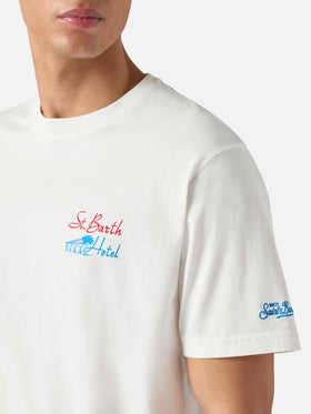 T-shirt Portland panna con stampa St. Barth Hotel