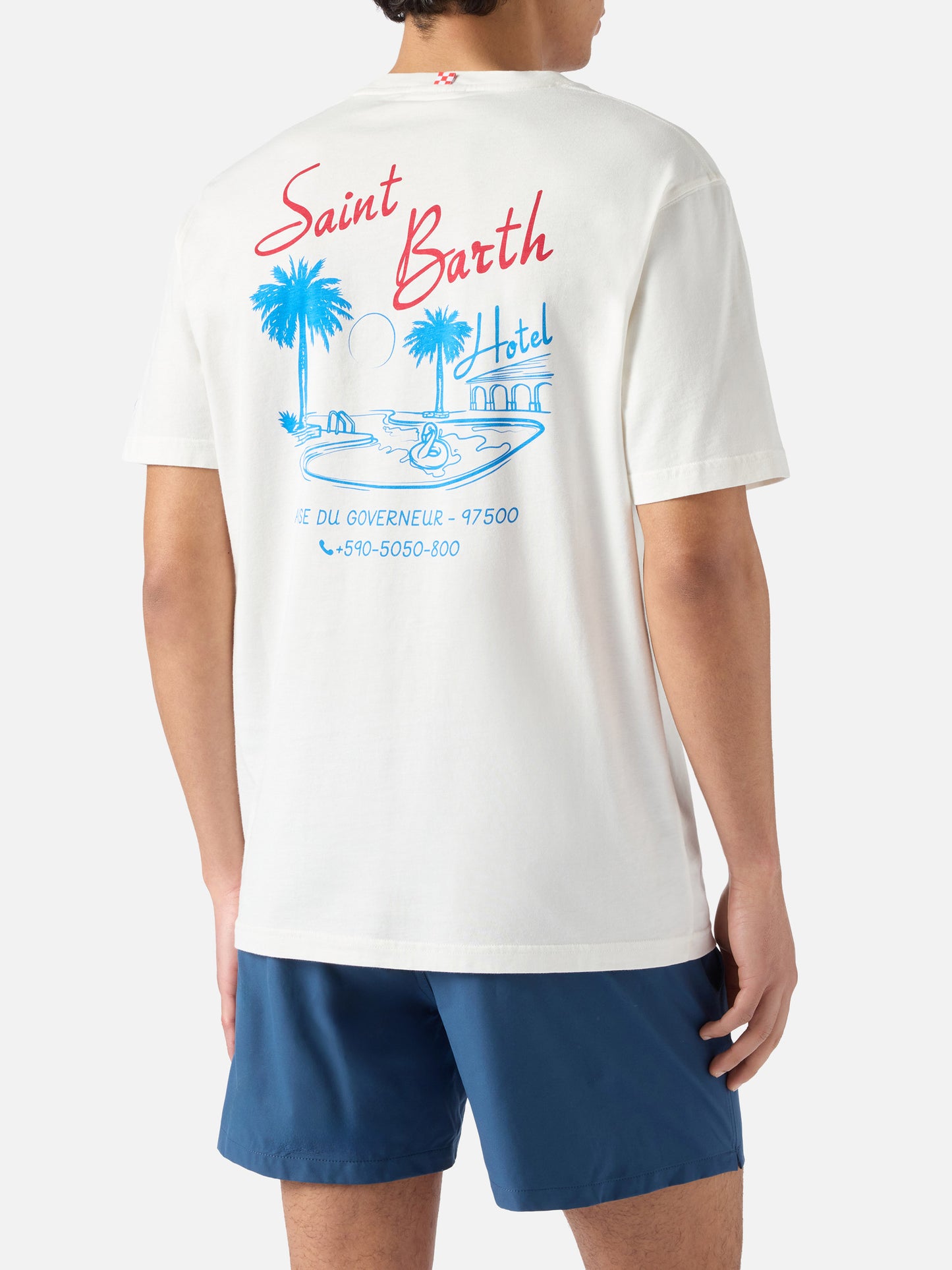 T-shirt Portland panna con stampa St. Barth Hotel